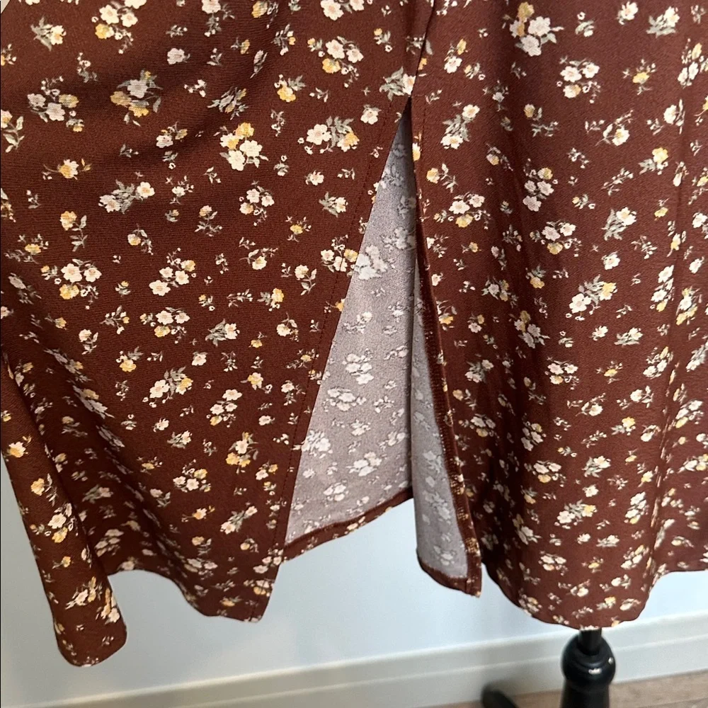 Ardene Curve Brown Floral Midi Dress Cottagecore 1X - Picture 6 of 8